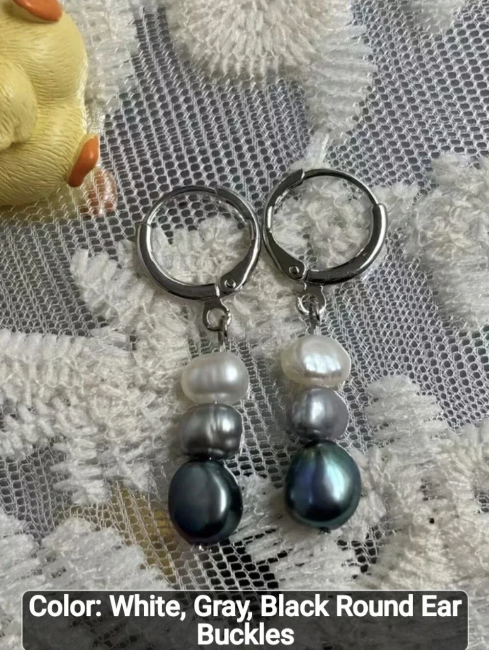 🩶🤍NEW🩶🤍 BEAUTIFUL!! TRI-COLOR Ombre FRESHWATER PEARL Dangle Earrings